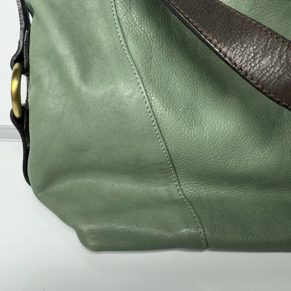 Sundance Made in Italy Leather Shoulder Bag Sage Green Hobo Style - Picture 3 of 16